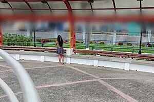 Beautiful Lady Waits for Boyfriend at Mall Then Fucks Stranger Doggy Style