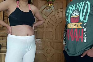 Teen tricked into getting naked for personal trainer and sucking his cock morning yoga class