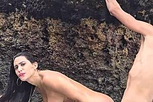 Beautiful Latina Wife Gets Deepthroat Blowjob On Beach