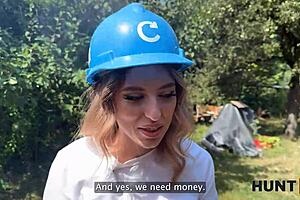 Hunt4k Sexy Fantasie Fucks With Old Hunter For Her Annual Salary In Public