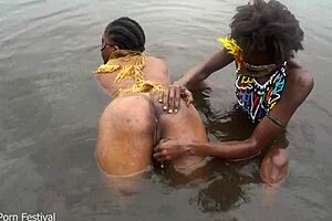 when these two lesbians from the tribe bathe together in the village river