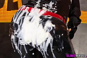 the glam whore gets a messy bukkake in high definition