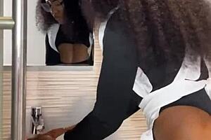 Look At This Ebony House Maid Caught Riding Her Boss!