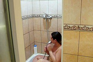home cam watches a chubby milf in the shower beautiful bbw washes and shaves behind the scenes
