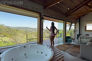 renatinha getting naughty in the cabin with her big tits out