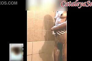 hot videocall while she is taking a shower they start to masturbate part 1