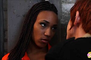 The prison guard teases the redheaded prisoner until ready