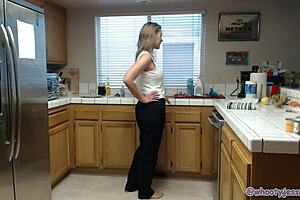 Jess Ryan, that sexy milf, is alone in the kitchen roleplaying and showing her big ass