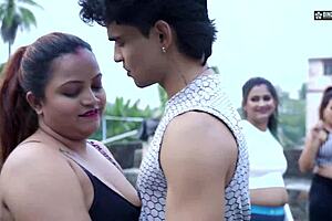 Desi yoga teacher fucked by lady gang outdoor!