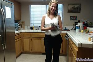 Jess Ryan, that sexy milf, is alone in the kitchen roleplaying and showing her big ass