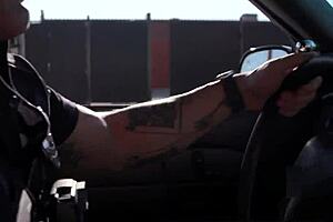 Lp officers whips out his prick and the two shoplifter teens wrap their lips around it