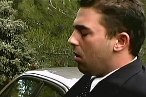 i'm gettin' outta the car an' givin' up my ass on the hood, it might keep 'er