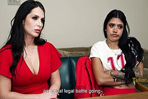 milf alice thunder dominates student richard glaze on desk with rough fucking