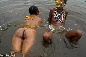 when these two lesbians from the tribe bathe together in the village river