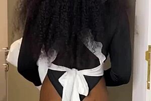 Look At This Ebony House Maid Caught Riding Her Boss!