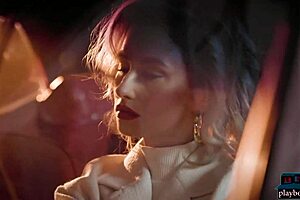 Blonde milf polina strips her big ass in the convertible!