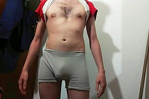 i was stroking my huge cock in boxers, deciding whether to cum inside them