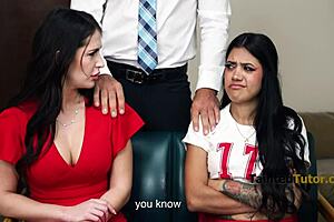 milf alice thunder dominates student richard glaze on desk with rough fucking