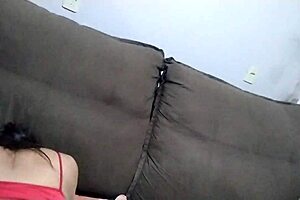 Brunette amateur bends over for big cock in homemade workout