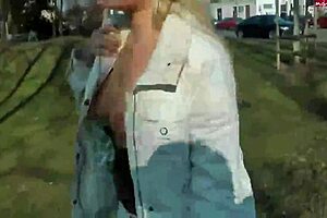 German Blonde Teen Slut Naked in Public
