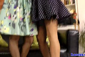 European lesbians rub pussies in stockings