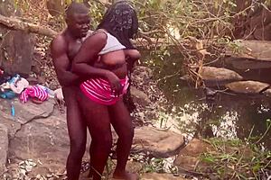 Village Girl's Boobs Bounce in Rough Stream Fuck