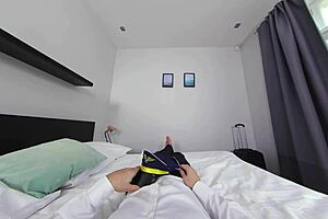 She fucks you in the hotel room.