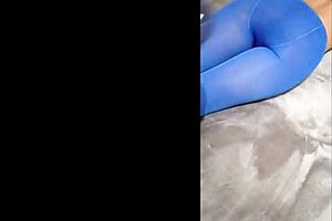 Sexy Pantyhose And Blue High Heels On Display