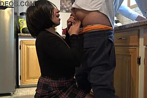 Feel the passion as this milf wife rims in the kitchen with intense assplay