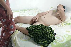 i was jerking off and my stepsister came to ask me for a favor and in the end she ended up helping me