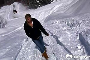 Hot Woman Shows Tits And Pees In Snow