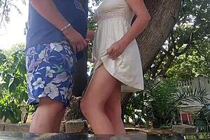 Mutual Masturbation Outdoors with Blonde Babe Cumming on Pussy