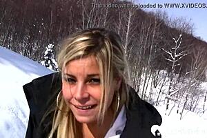 Hot Woman Shows Tits And Pees In Snow
