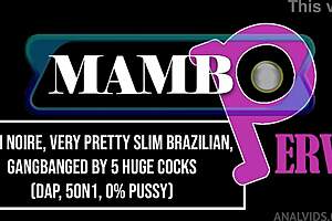 khali noire pretty slim brazilian gangbanged by five huge cocks