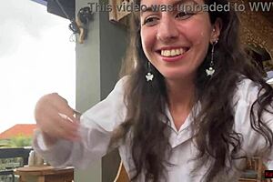 Eating Pizza With Sauce On Face In Public Cafe