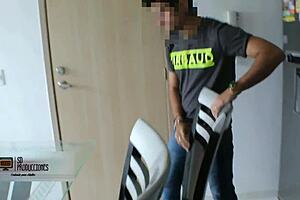 girl accidentally sees guy masturbating and helps out