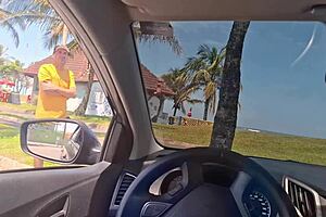 woman masturbates discreetly in public street