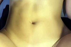 Cumming On Her Belly In Homemade Couple Sex With Big Ass Brunette Babe