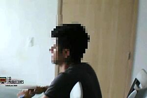 girl accidentally sees guy masturbating and helps out