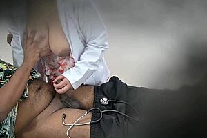 lady doctor having fun with patient