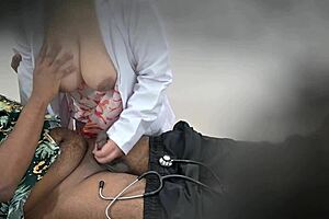 lady doctor having fun with patient