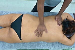 Big ass latina gets massage from desi black boy!