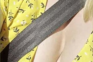 Wifey casually flashed her perfect tits while cruising in the car part two