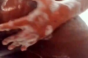 Soapy ebony tits
