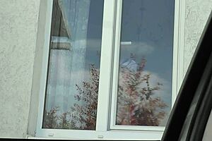 Public Nudity Driver Saw Naked Milf In Stockings Without Panties Washing Window