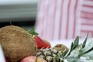 Cassie fire, bbc lover, receives milk after riding dark meat in kitchen