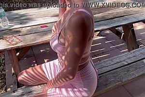 Italian milf shows off big tits outdoor