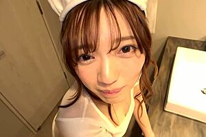 horny japanese girl gets body touch and creampie in part two