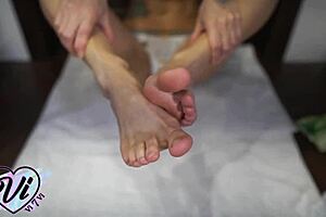 Brunette Show Her Feet And Foot Fetish Closeup