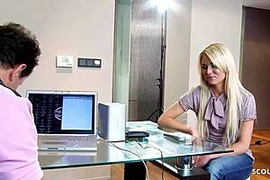 Blonde fit model endures intense fucking from older man at casting